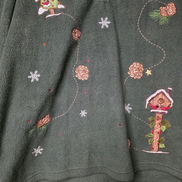 Northcrest Fleece Pullover Size 2X Christmas Holiday Green Cabincore 1/4 Zip - Picture 6 of 7